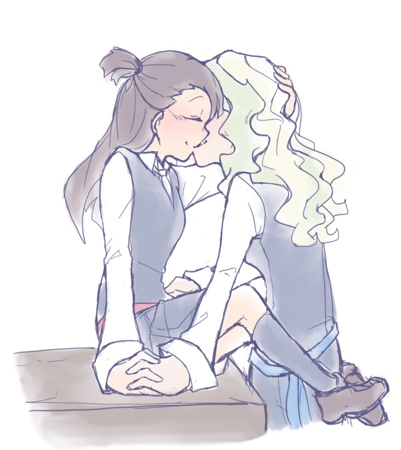 kagari atsuko and diana cavendish (little witch academia) drawn by usbfan