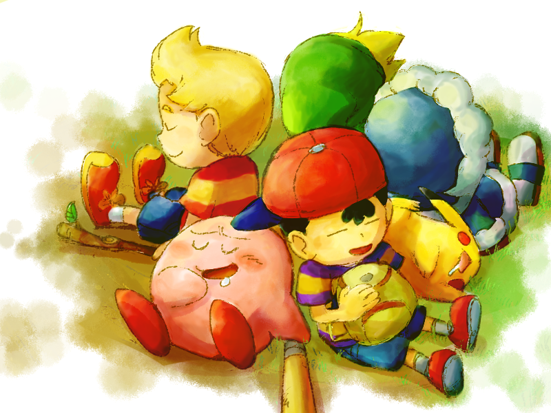 link, pikachu, kirby, toon link, ness, and 2 more (pokemon and 8 more) drawn by jizo_yukari