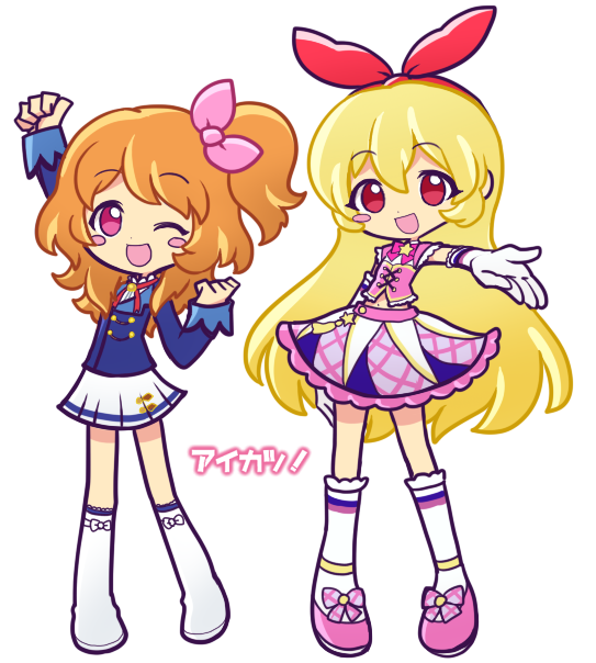 hoshimiya ichigo and ozora akari (aikatsu! and 1 more) drawn by fukumitsu_(kirarirorustar)
