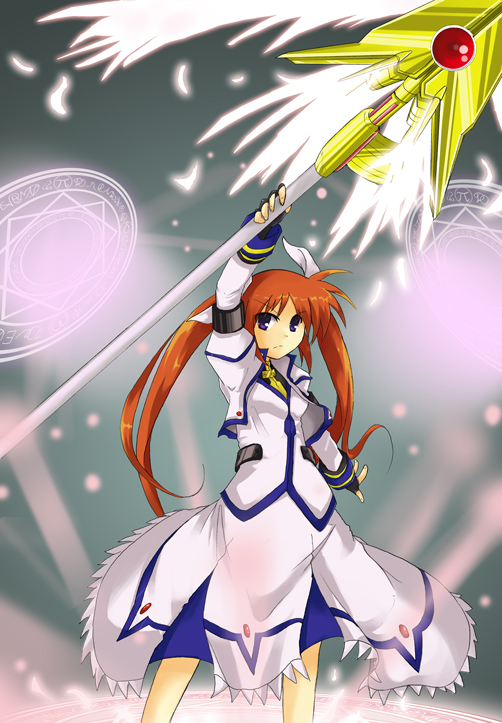 takamachi nanoha and raising heart (lyrical nanoha and 1 more) drawn by mukunoki_nanatsu