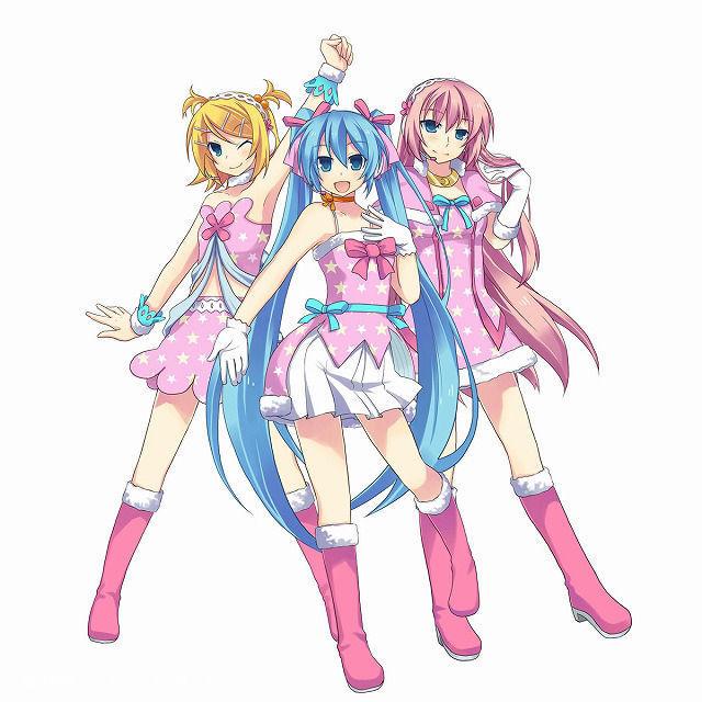 hatsune miku, kagamine rin, and megurine luka (idolmaster and 2 more)