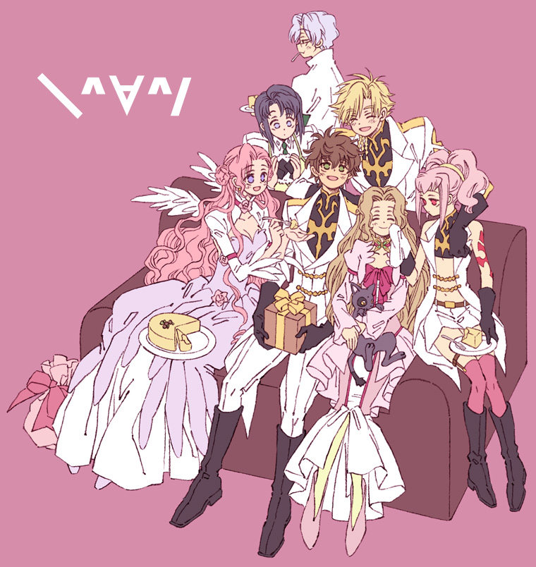 kururugi suzaku, nunnally vi britannia, euphemia li britannia, anya alstreim, gino weinberg, and 3 more (code geass) drawn by karezel