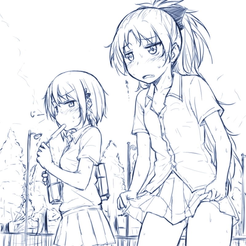 miki sayaka and sakura kyoko (mahou shoujo madoka magica) drawn by ryuunosuke_(luckyneco)