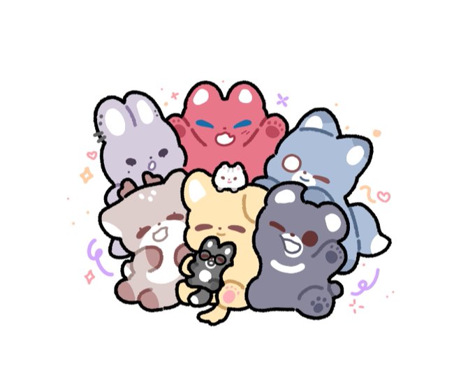 park moondae, seon ahyun, cha eugene, kim raebin, bae sejin, and 2 more (debwi mos hamyeon jugneun byeong geollim) drawn by bbing_zzi