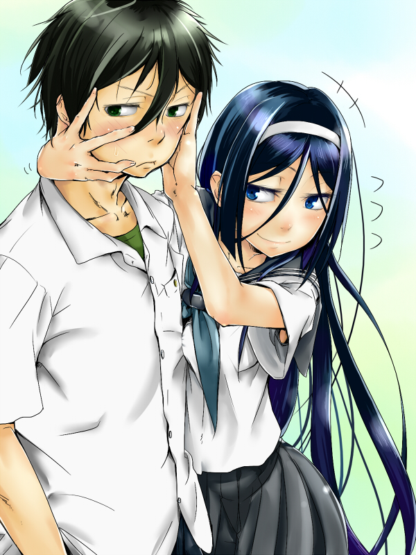 oreki houtarou and irisu fuyumi (hyouka) drawn by akino_shuu