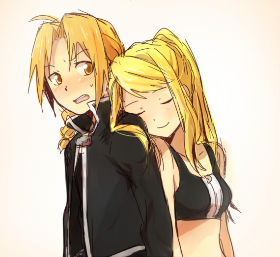 edward elric and winry rockbell (fullmetal alchemist) drawn by riru