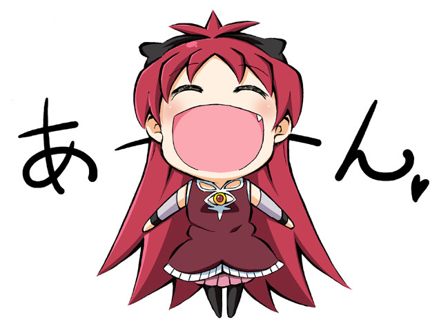 sakura kyoko and mini-ikamusume (mahou shoujo madoka magica and 1 more) drawn by k_hiro