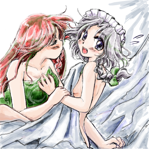 izayoi sakuya and hong meiling (touhou) drawn by nanashii_(soregasisan)