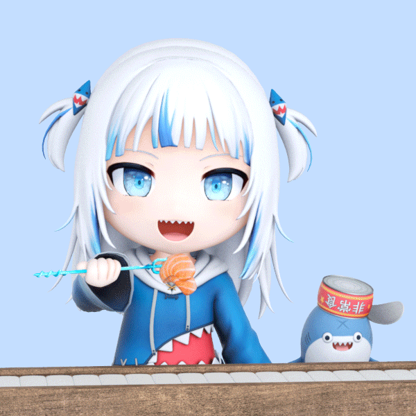 gawr gura and bloop (hololive and 1 more) drawn by 1nabatewi