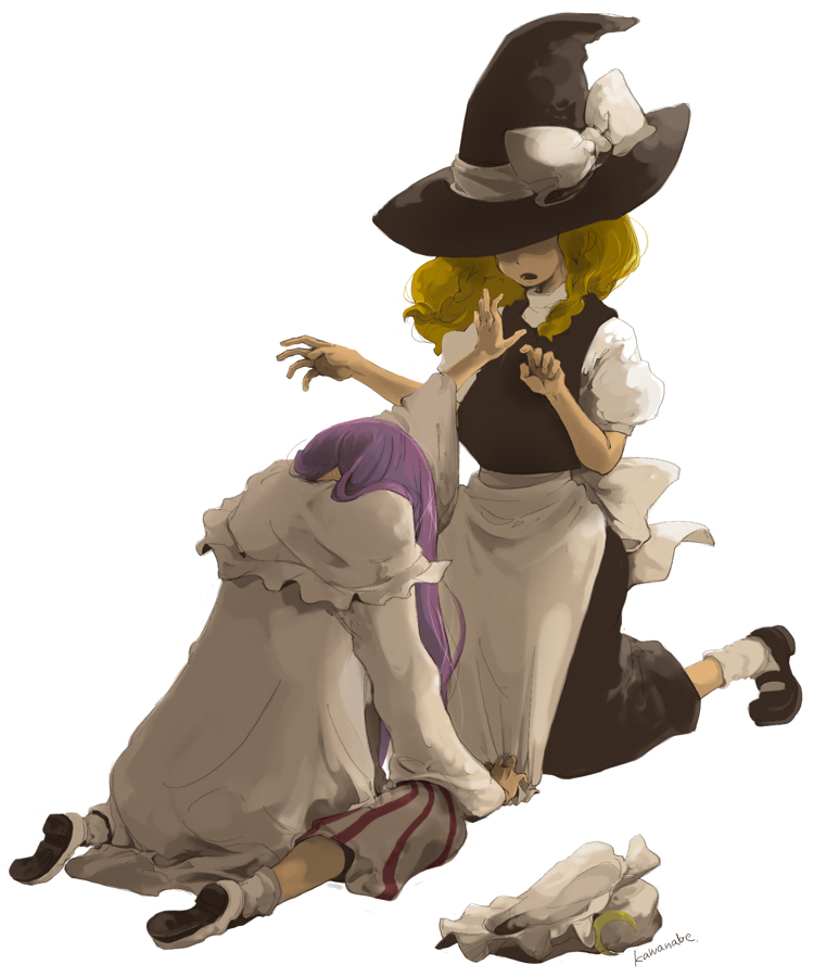 kirisame marisa and patchouli knowledge (touhou) drawn by kawanabe