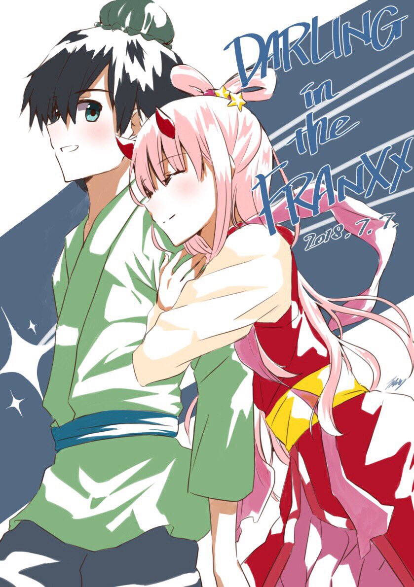 zero two, hiro, orihime, and hikoboshi (darling in the franxx) drawn by mar0maru