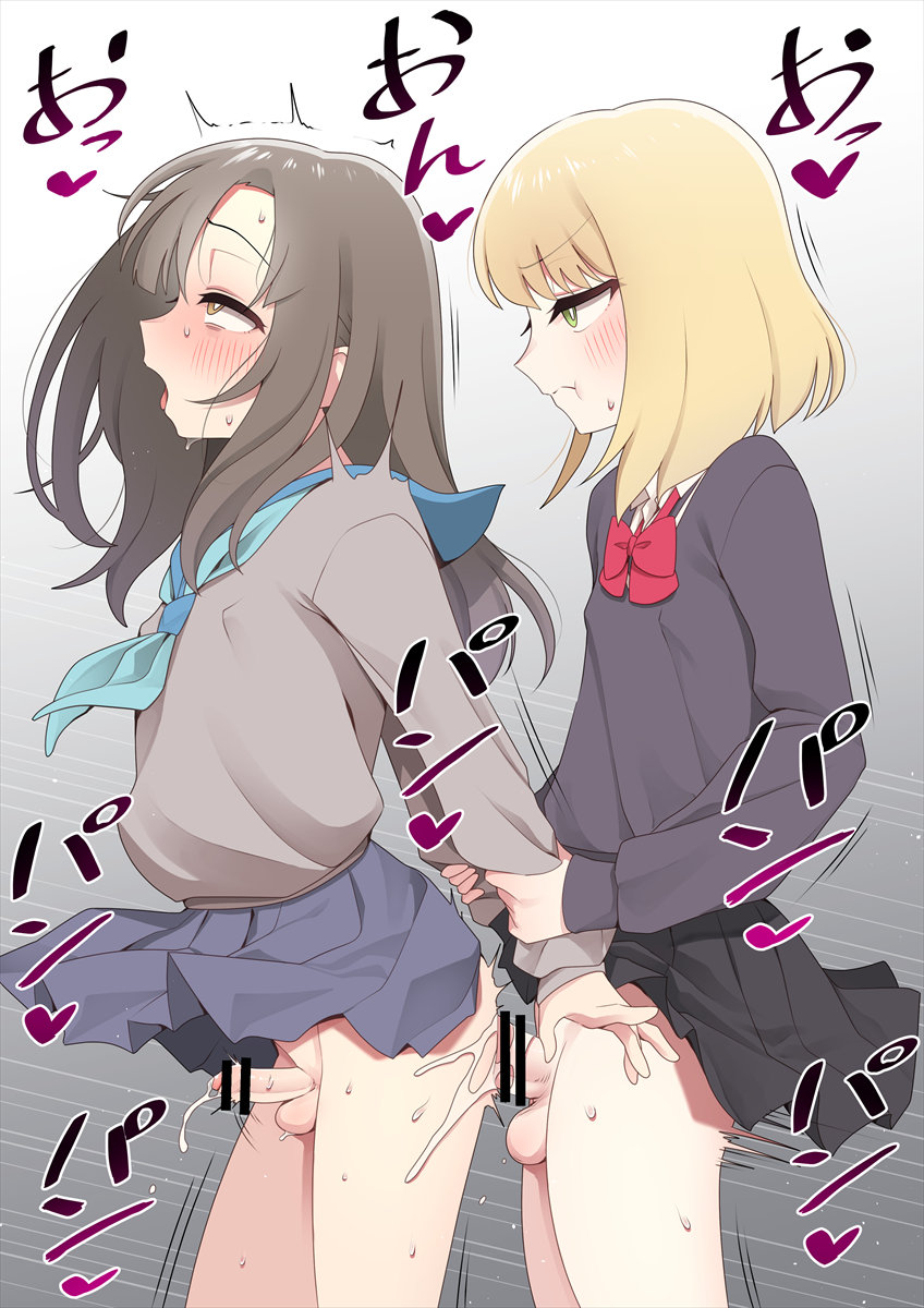 blonde haired crossdresser and brown haired crossdresser (original) drawn by hokuro_ryuuseigun