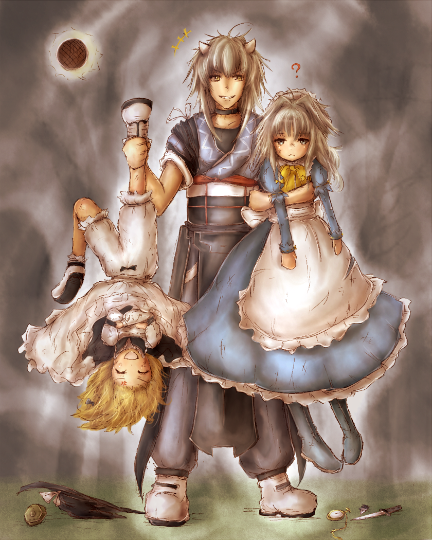 kirisame marisa, izayoi sakuya, and morichika rinnosuke (touhou and 1 more) drawn by amano_jack
