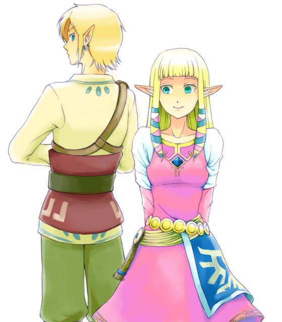 link and princess zelda (the legend of zelda and 1 more) drawn by saiba_(henrietta)