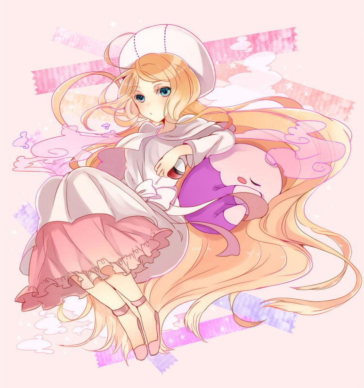 caitlin and musharna (pokemon and 1 more) drawn by chidori_(@rom)