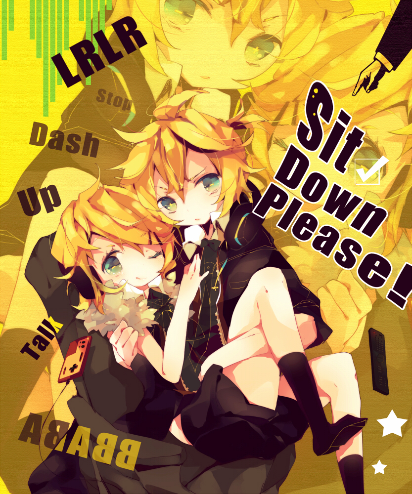 kagamine rin and kagamine len (vocaloid and 3 more) drawn by ana_(rznuscrf)