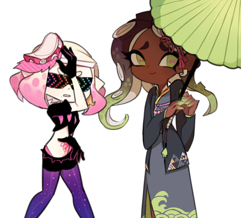 marina, pearl, marie, and callie (splatoon and 1 more) drawn by charamells