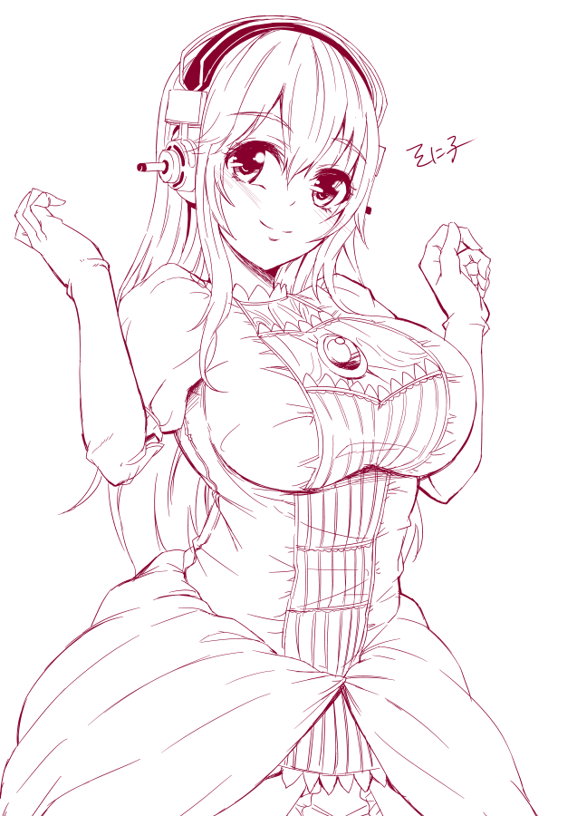 princess peach and super sonico (mario and 1 more) drawn by yuusenmai_(momochieri)