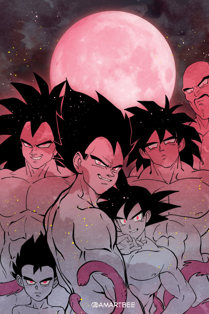 son goku, vegeta, broly, raditz, nappa, and 1 more (dragon ball and 2 more) drawn by amartbee