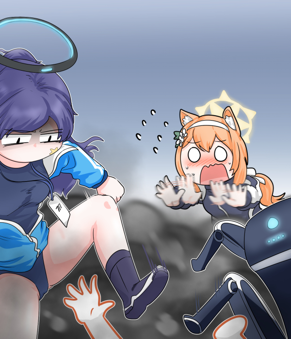 sensei, yuuka, doodle sensei, and mari (blue archive) drawn by c/h