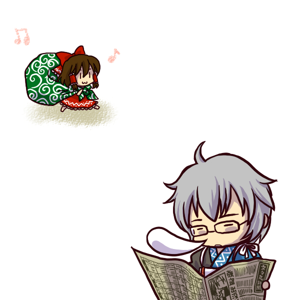 hakurei reimu and morichika rinnosuke (touhou) drawn by socha