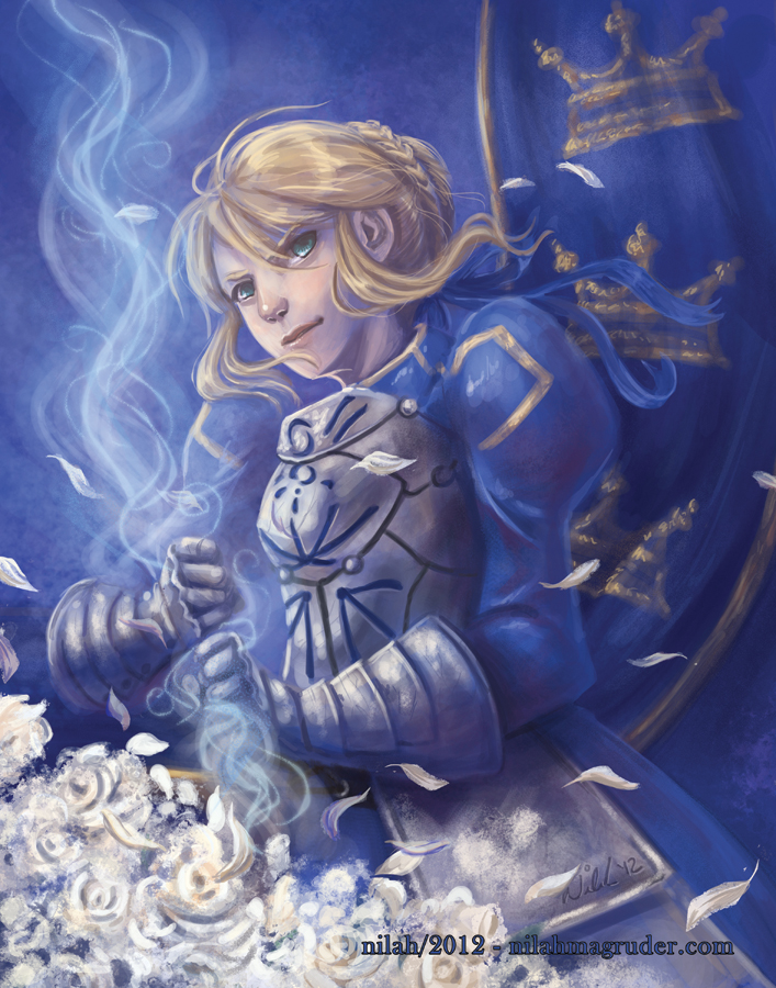 artoria pendragon and saber (fate and 1 more) drawn by nilahmagruder