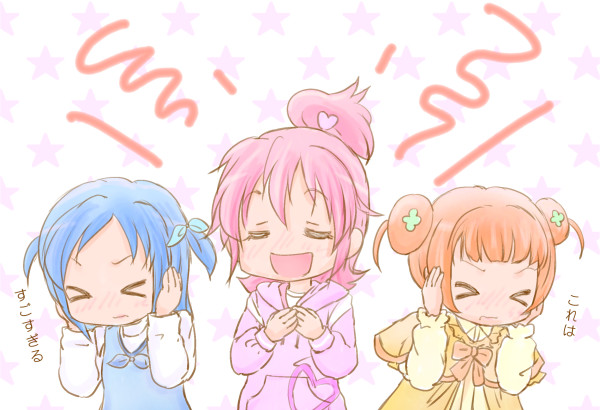 hishikawa rikka, aida mana, and yotsuba alice (precure and 1 more) drawn by yoshimi50