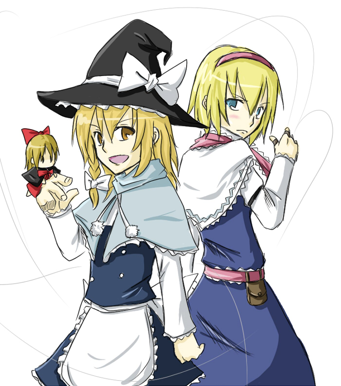 kirisame marisa and alice margatroid (touhou and 1 more) drawn by haruichi_(sazanami_complex)