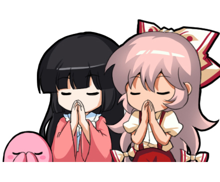 fujiwara no mokou, houraisan kaguya, and kirby (touhou and 1 more) drawn by jokanhiyou