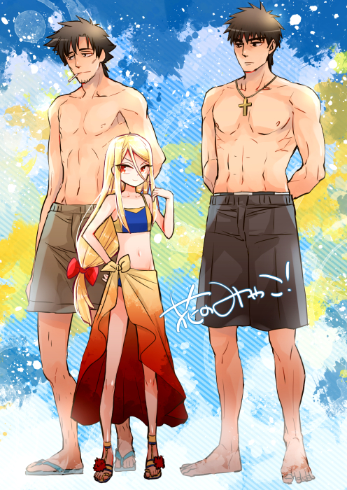 gilgamesh, kotomine kirei, emiya kiritsugu, and gila gilgamesh (fate and 2 more) drawn by yakan_(kusogaki_teikoku)