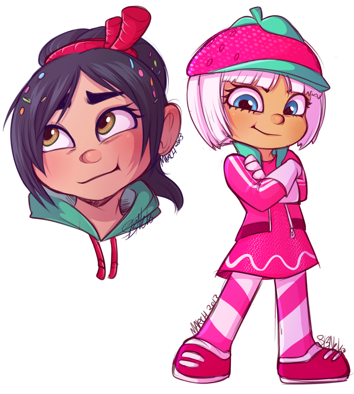 vanellope von schweetz and taffyta muttonfudge (wreck-it ralph) drawn by minettefraise