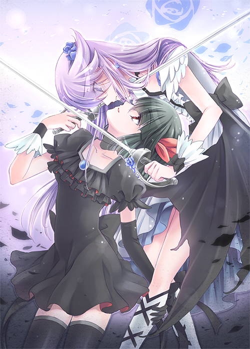 tsukikage yuri, cure moonlight, and dark precure (precure and 1 more) drawn by kuguri_oimo