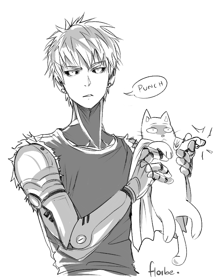 saitama and genos (one-punch man) drawn by florbetriz