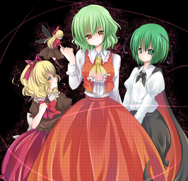 kazami yuuka, wriggle nightbug, medicine melancholy, and su-san (touhou) drawn by juemid_luna