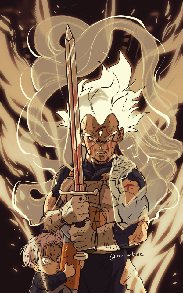 vegeta, bulma, and trunks (dragon ball and 1 more) drawn by amartbee