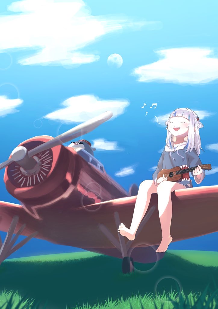 gawr gura and bloop (hololive and 1 more) drawn by yuki_waraneko