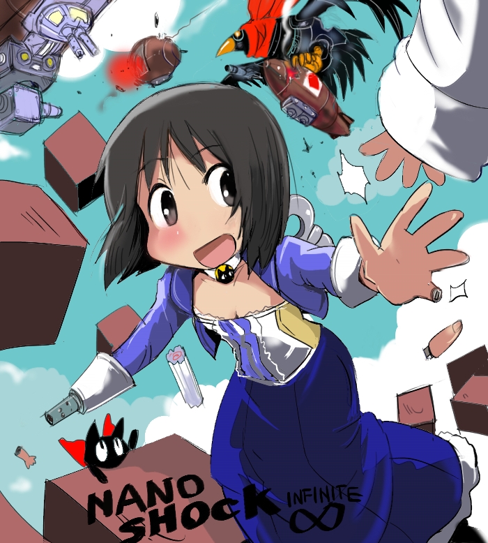 shinonome nano, professor shinonome, sakamoto, and elizabeth (nichijou and 2 more) drawn by t2