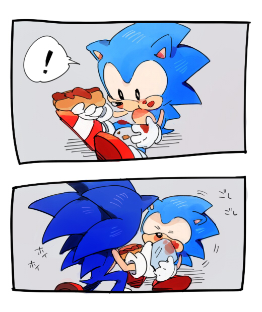 sonic the hedgehog and classic sonic (sonic and 1 more) drawn by chiro_(pez777)