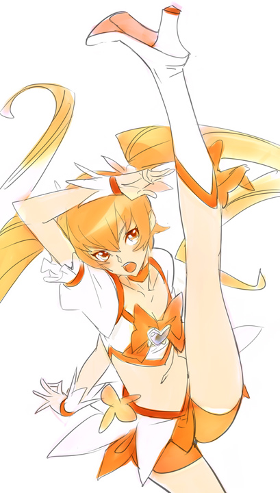 myoudouin itsuki and cure sunshine (precure and 1 more) drawn by nishieda