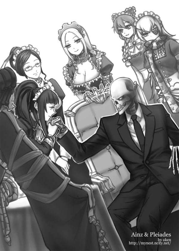 ainz ooal gown, entoma vasilissa zeta, narberal gamma, lupusregina beta, solution epsilon, and 2 more (overlord) drawn by aken