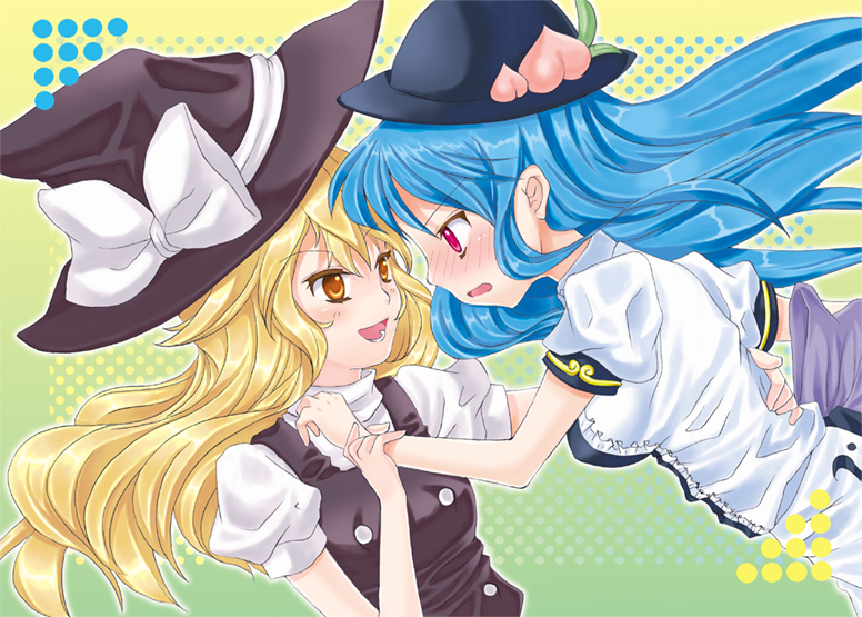 kirisame marisa and hinanawi tenshi (touhou) drawn by uda_makoto