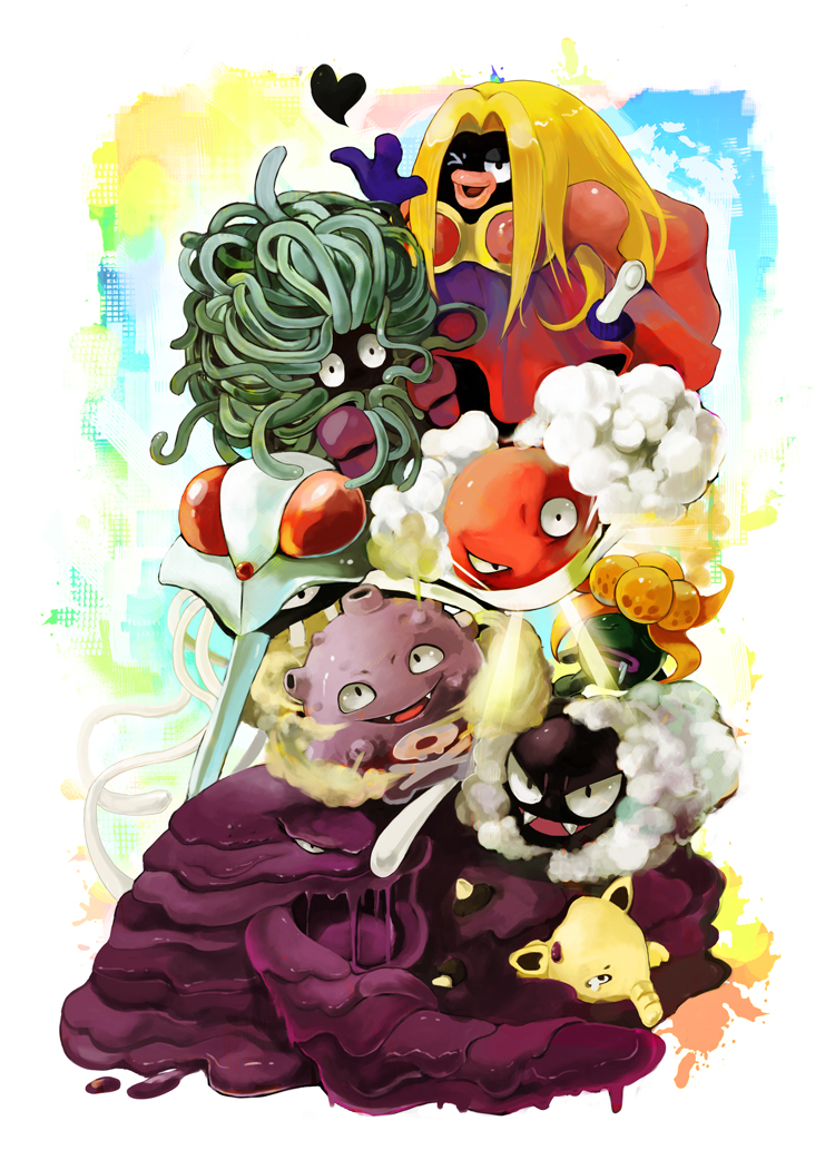 gastly, koffing, voltorb, tangela, tentacruel, and 4 more (pokemon) drawn by tsumi