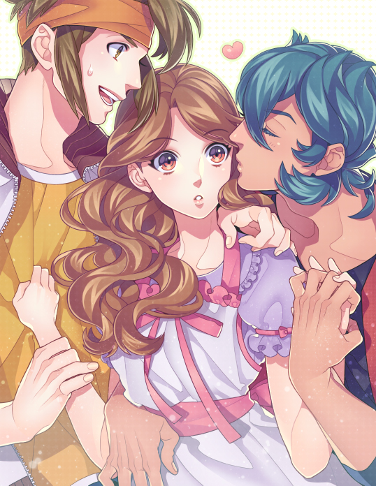 endou mamoru, raimon natsumi, and rococo urupa (inazuma eleven go and 1 more) drawn by sencha_(senchat)