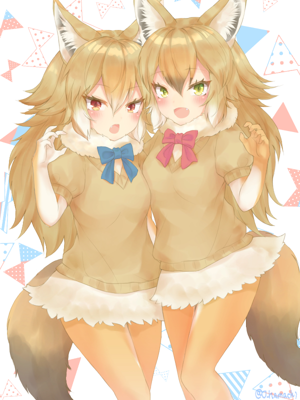 african golden wolf and golden jackal (kemono friends) drawn by o_hamachi