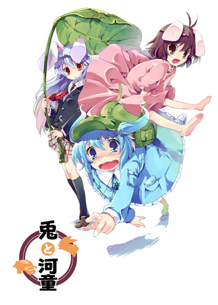 reisen udongein inaba, kawashiro nitori, and inaba tewi (touhou) drawn by takatsuki_tsukasa