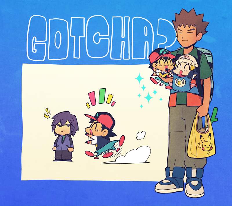 pikachu, dawn, ash ketchum, piplup, brock, and 1 more (pokemon and 2 more) drawn by dododo_dadada