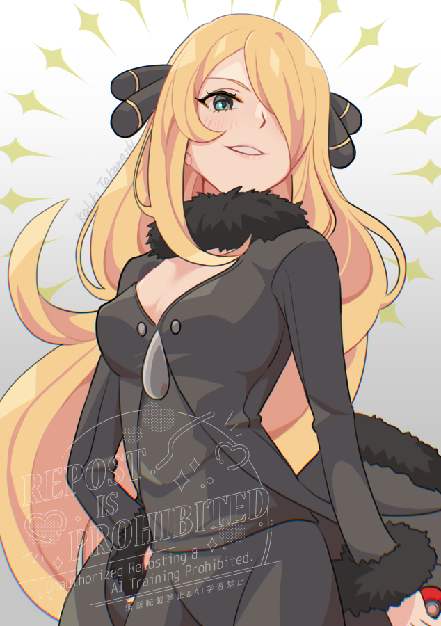 cynthia (pokemon and 1 more) drawn by mizuiro123