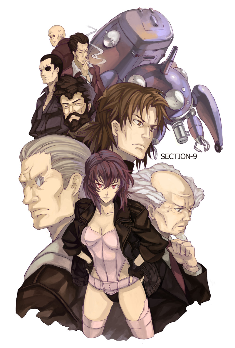 kusanagi motoko, tachikoma, batou, togusa, aramaki daisuke, and 4 more (ghost in the shell and 1 more) drawn by osamu_(jagabata)