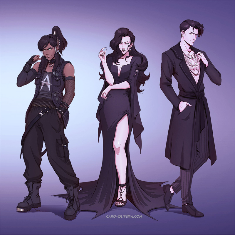 korra, asami sato, and mako (avatar legends and 1 more) drawn by caro_oliveira