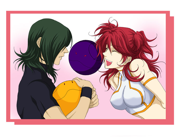 haro, allelujah haptism, nena trinity, and bad haro (gundam and 1 more) drawn by dearbluexx